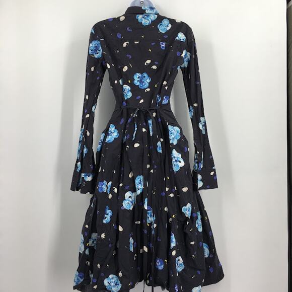 Marni Floral Long Sleeve Shirtdress S Button Front Collared - Picture 6 of 10